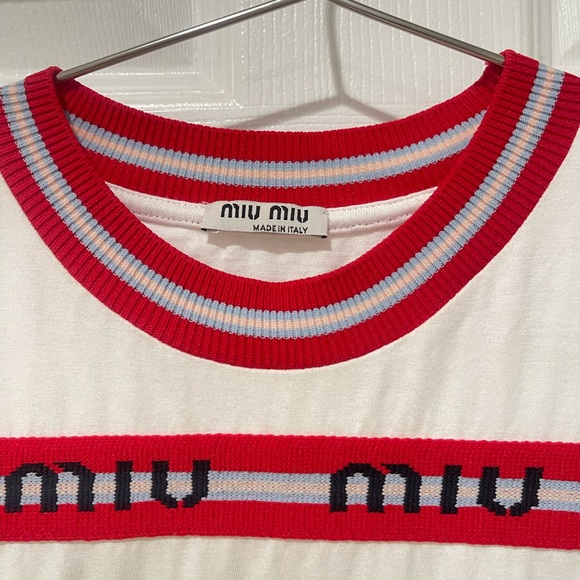 Miu Miu White Tee with Red Accents - Picture 2 of 10